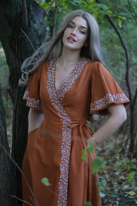 Fable wrap Dress - Cinnamon